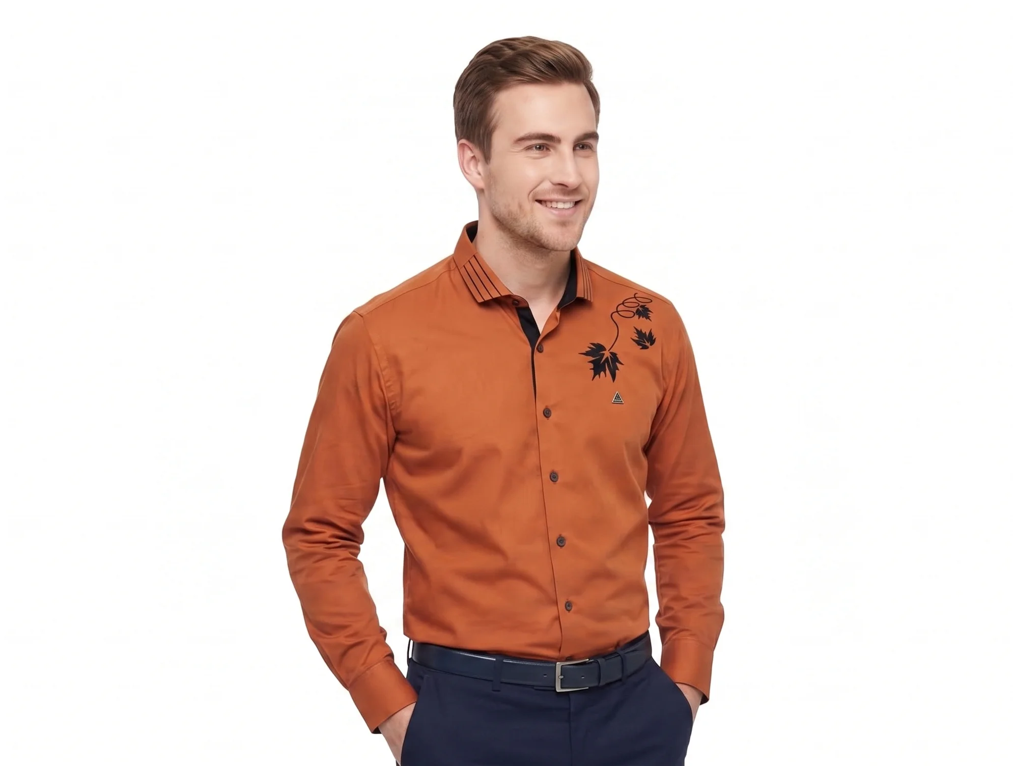 Rust Embroidery Shirt